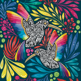 Hummingbird in a Rainbow Garden by Farah Brightart