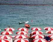 Red Umbrellas by Hallie Geller