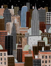 NYC Night artwork displaying a dark city scape